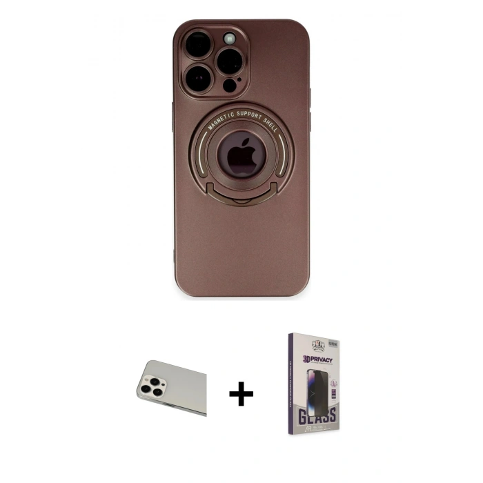 MARSİLYAN™- iPhone 13 Pro Max Kılıf Eksen Klasik Prime - Siyah Bilvis Hayalet Cam Ekran Koruyucu + Rainbow Kamera Lens Koruma Cam - BZ