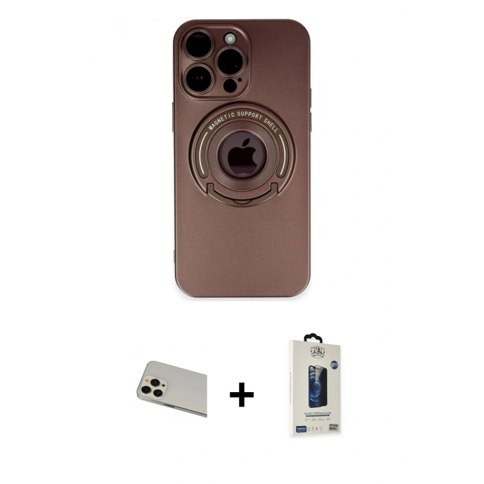 MARSİLYAN™- iPhone 13 Pro Max Kılıf Eksen Klasik Prime - Siyah Bilvis Hayalet Cam Ekran Koruyucu + Rainbow Kamera Lens Koruma Cam - REGD