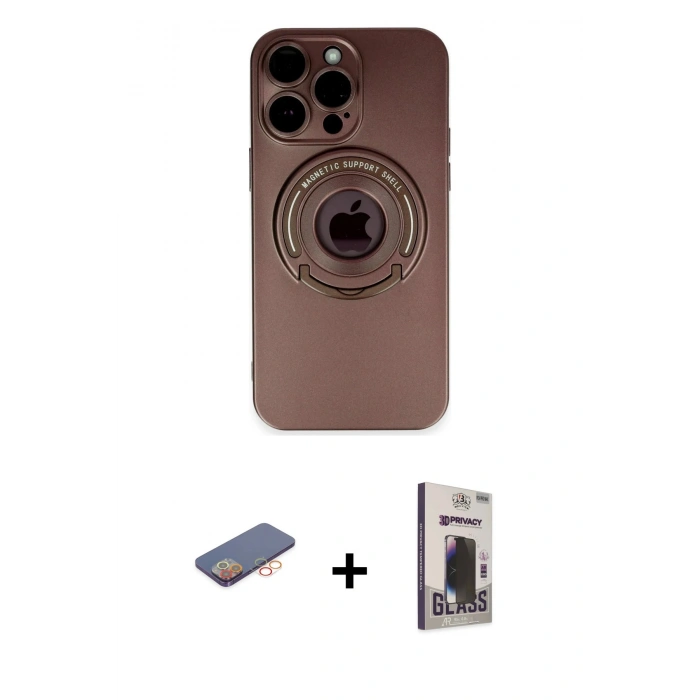 MARSİLYAN™- iPhone 13 Pro Max Kılıf Eksen Klasik Prime - Siyah Bilvis Hayalet Cam Ekran Koruyucu + Renkli Kamera Lens Koruma Cam - TU