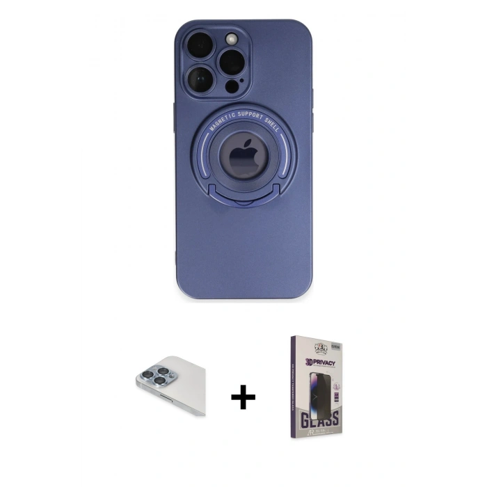 MARSİLYAN™- iPhone 13 Pro Max Kılıf Eksen Klasik Prime - Siyah Bilvis Hayalet Cam Ekran Koruyucu + Pers Alüminyum Kamera Lens - SABE