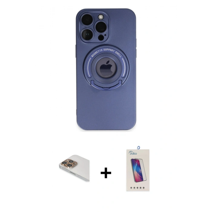 MARSİLYAN™- iPhone 13 Pro Max Kılıf Eksen Klasik Prime - Siyah Joko 5D Cam + Pers Alüminyum Kamera Lens - GD