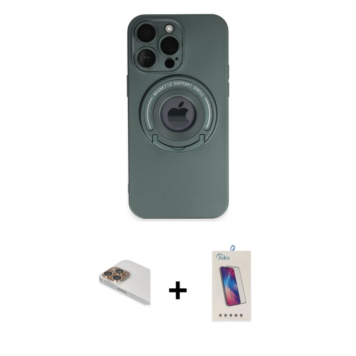 MARSİLYAN™- iPhone 13 Pro Max Kılıf Eksen Klasik Prime - Siyah Joko 5D Cam + Pers Alüminyum Kamera Lens - GD