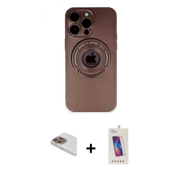 MARSİLYAN™- iPhone 13 Pro Max Kılıf Eksen Klasik Prime - Siyah Joko 5D Cam + Pers Alüminyum Kamera Lens - GD