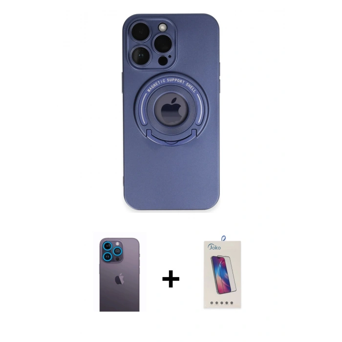 MARSİLYAN™- iPhone 13 Pro Max Kılıf Eksen Klasik Prime - Siyah Joko 5D Cam + Neon Fosforlu Kamera Lens - MI