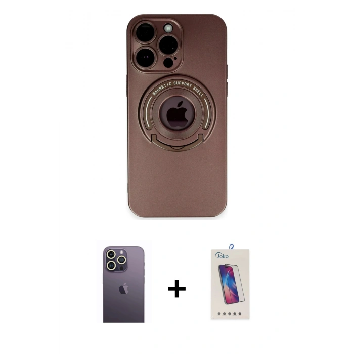 MARSİLYAN™- iPhone 13 Pro Max Kılıf Eksen Klasik Prime - Siyah Joko 5D Cam + Neon Fosforlu Kamera Lens - BZ