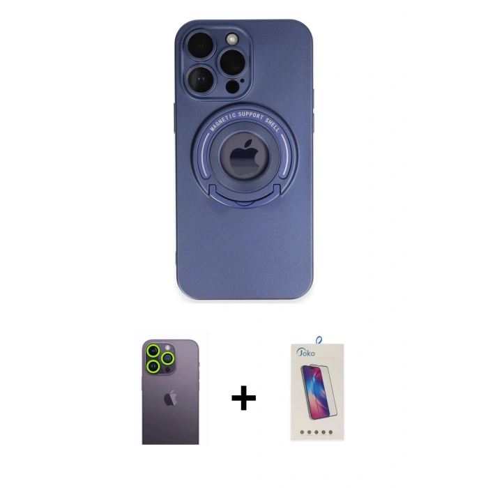 MARSİLYAN™- iPhone 13 Pro Max Kılıf Eksen Klasik Prime - Siyah Joko 5D Cam + Neon Fosforlu Kamera Lens - YL