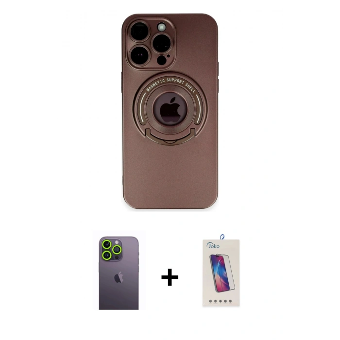 MARSİLYAN™- iPhone 13 Pro Max Kılıf Eksen Klasik Prime - Siyah Joko 5D Cam + Neon Fosforlu Kamera Lens - YL