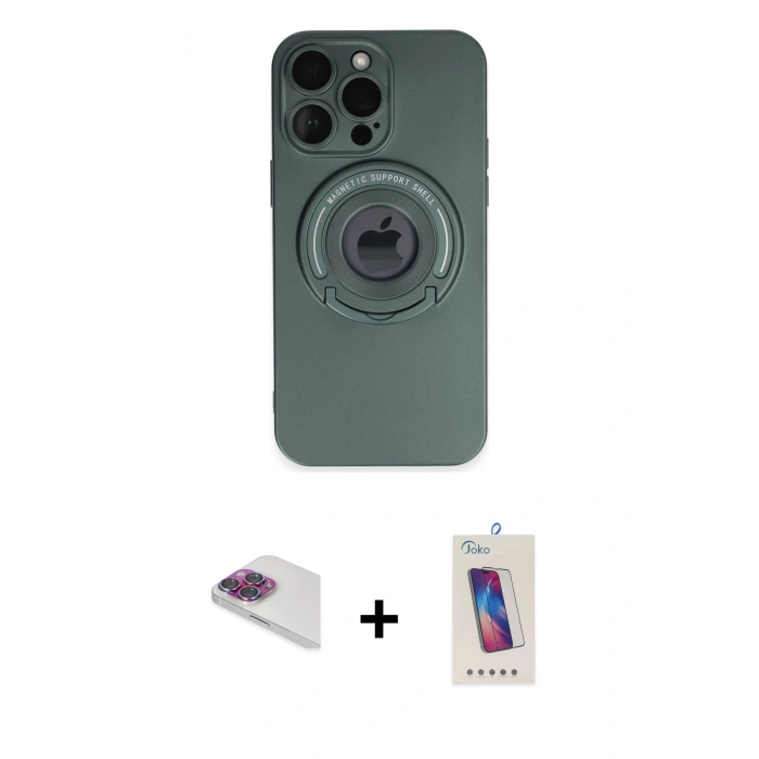 MARSİLYAN™- iPhone 13 Pro Max Kılıf Eksen Klasik Prime - Siyah Joko 5D Cam + Pers Alüminyum Kamera Lens - GI