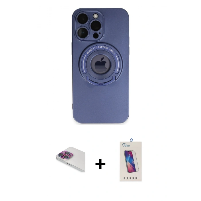 MARSİLYAN™- iPhone 13 Pro Max Kılıf Eksen Klasik Prime - Siyah Joko 5D Cam + Pers Alüminyum Kamera Lens - GI