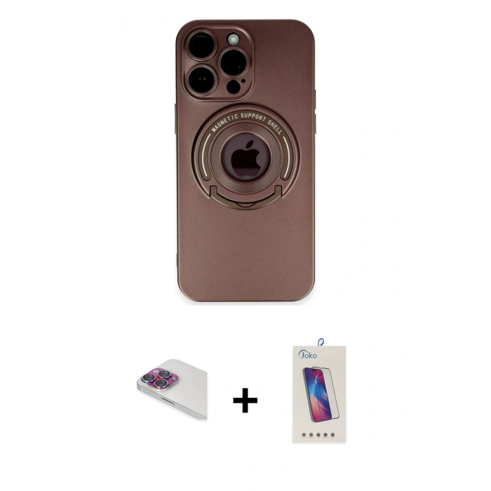 MARSİLYAN™- iPhone 13 Pro Max Kılıf Eksen Klasik Prime - Siyah Joko 5D Cam + Pers Alüminyum Kamera Lens - GI