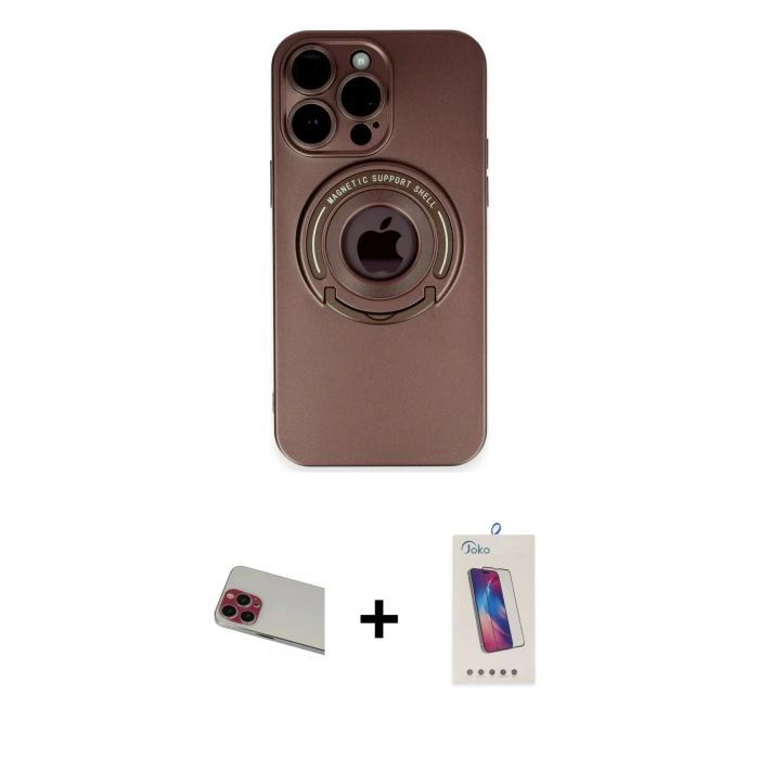 MARSİLYAN™- iPhone 13 Pro Max Kılıf Eksen Klasik Prime - Siyah Joko 5D Cam + Rainbow Kamera Lens Koruma Cam - KI
