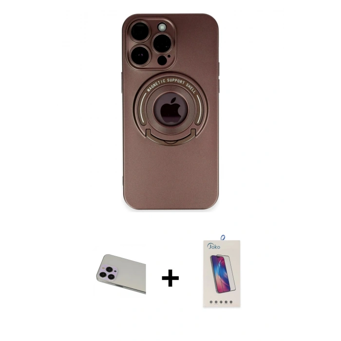 MARSİLYAN™- iPhone 13 Pro Max Kılıf Eksen Klasik Prime - Siyah Joko 5D Cam + Rainbow Kamera Lens Koruma Cam - MR