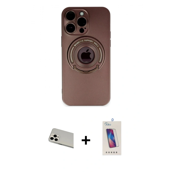 MARSİLYAN™- iPhone 13 Pro Max Kılıf Eksen Klasik Prime - Siyah Joko 5D Cam + Rainbow Kamera Lens Koruma Cam - BZ