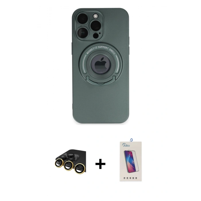 MARSİLYAN™- iPhone 13 Pro Max Kılıf Eksen Klasik Prime - Siyah Joko 5D Cam + Raze Metal Kamera Lens - GD