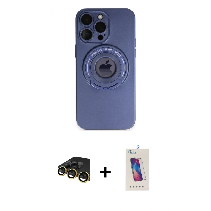 MARSİLYAN™- iPhone 13 Pro Max Kılıf Eksen Klasik Prime - Siyah Joko 5D Cam + Raze Metal Kamera Lens - GD