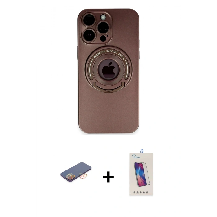 MARSİLYAN™- iPhone 13 Pro Max Kılıf Eksen Klasik Prime - Siyah Joko 5D Cam + Renkli Kamera Lens Koruma Cam - TU