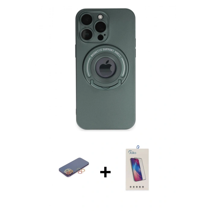 MARSİLYAN™- iPhone 13 Pro Max Kılıf Eksen Klasik Prime - Siyah Joko 5D Cam + Renkli Kamera Lens Koruma Cam - TU