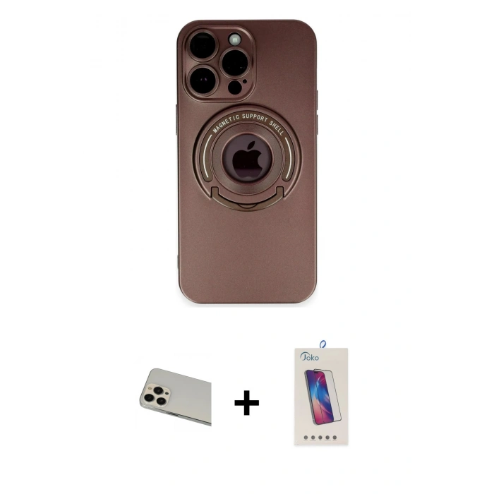 MARSİLYAN™- iPhone 13 Pro Max Kılıf Eksen Klasik Prime - Siyah Joko 5D Cam + Rainbow Kamera Lens Koruma Cam - REGD