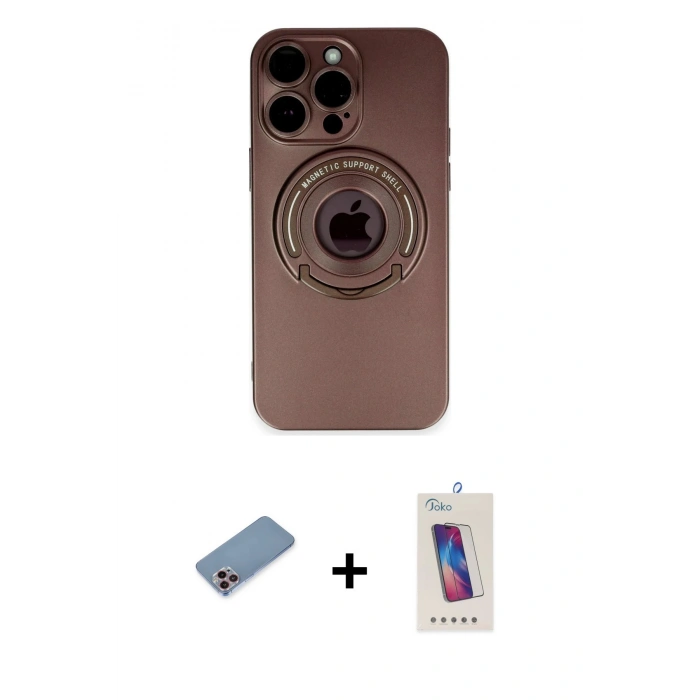 MARSİLYAN™- iPhone 13 Pro Max Kılıf Eksen Klasik Prime - Siyah Joko 5D Cam + Shine Kamera Lens Koruma Cam - PE