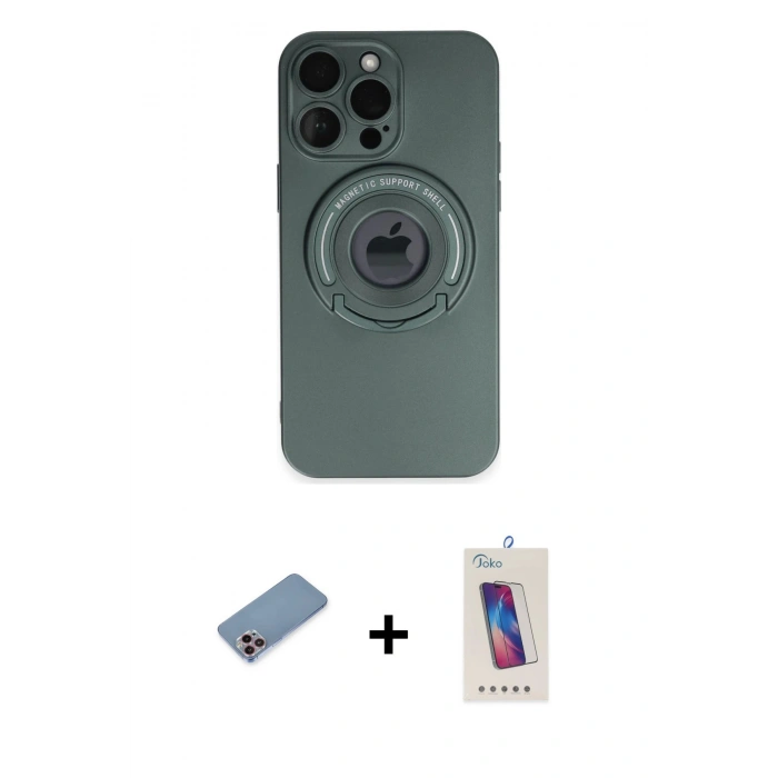 MARSİLYAN™- iPhone 13 Pro Max Kılıf Eksen Klasik Prime - Siyah Joko 5D Cam + Shine Kamera Lens Koruma Cam - PE