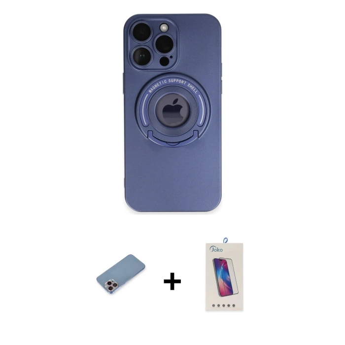 MARSİLYAN™- iPhone 13 Pro Max Kılıf Eksen Klasik Prime - Siyah Joko 5D Cam + Shine Kamera Lens Koruma Cam - PE