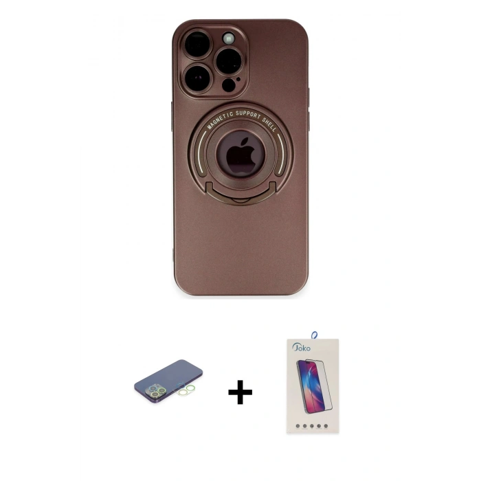 MARSİLYAN™- iPhone 13 Pro Max Kılıf Eksen Klasik Prime - Siyah Joko 5D Cam + Renkli Kamera Lens Koruma Cam - YL