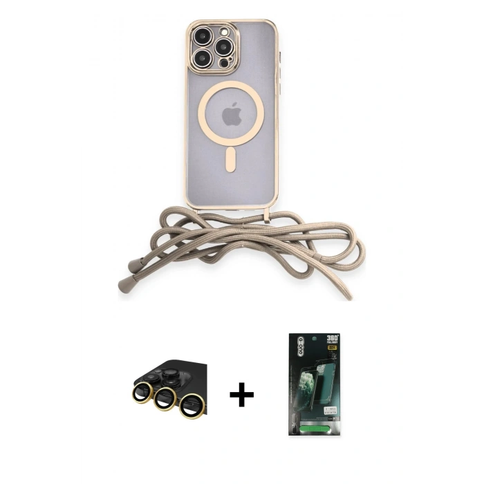 MARSİLYAN™- iPhone 13 Pro Max Kılıf Eksen Özel Seri - Şeffaf 360 Full Body Arka Koruyucu + Raze Metal Kamera Lens - GD