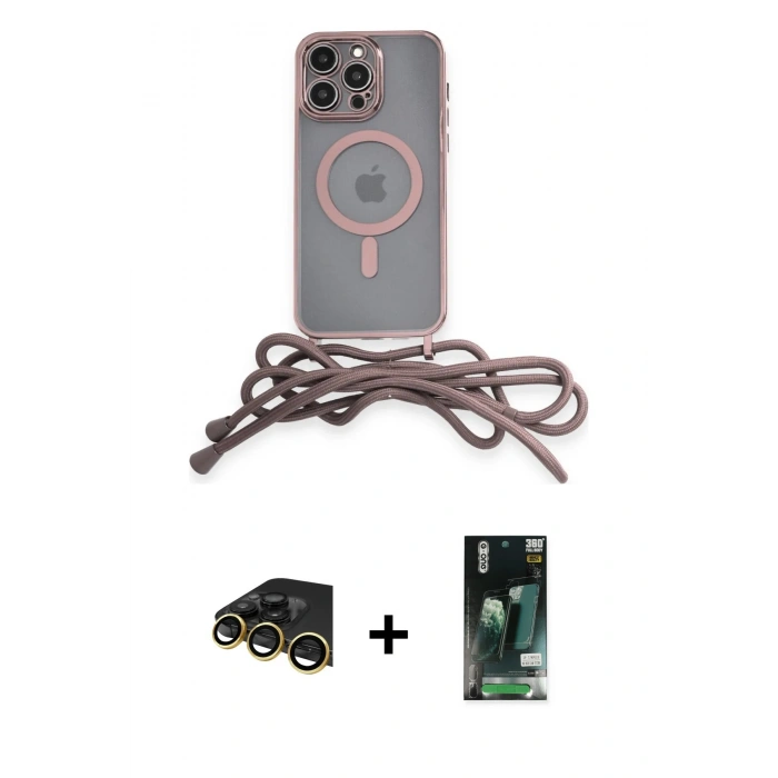MARSİLYAN™- iPhone 13 Pro Max Kılıf Eksen Özel Seri - Şeffaf 360 Full Body Arka Koruyucu + Raze Metal Kamera Lens - GD