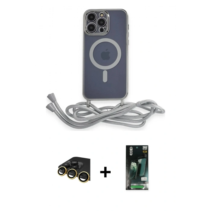 MARSİLYAN™- iPhone 13 Pro Max Kılıf Eksen Özel Seri - Şeffaf 360 Full Body Arka Koruyucu + Raze Metal Kamera Lens - GD