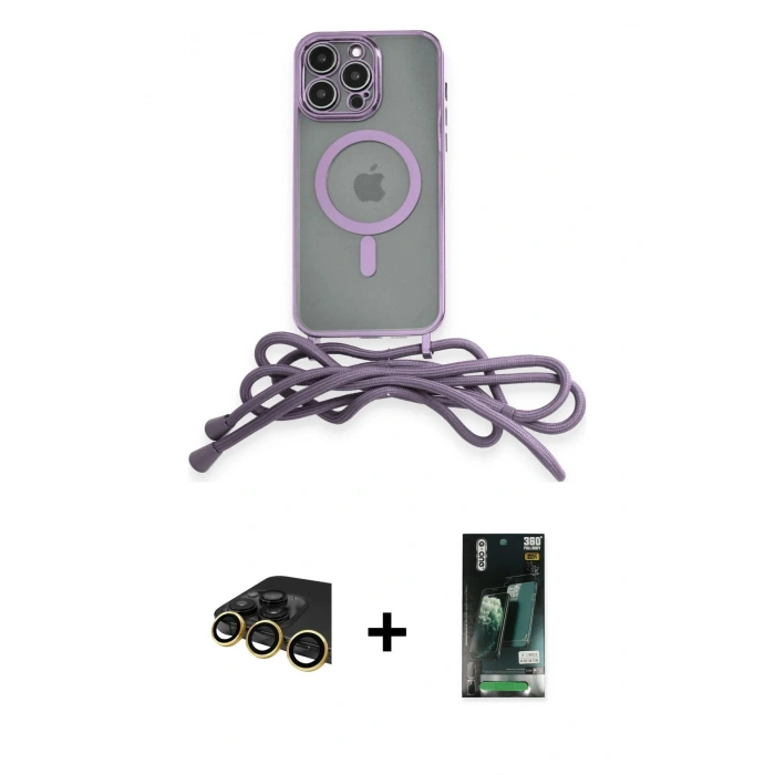 MARSİLYAN™- iPhone 13 Pro Max Kılıf Eksen Özel Seri - Şeffaf 360 Full Body Arka Koruyucu + Raze Metal Kamera Lens - GD