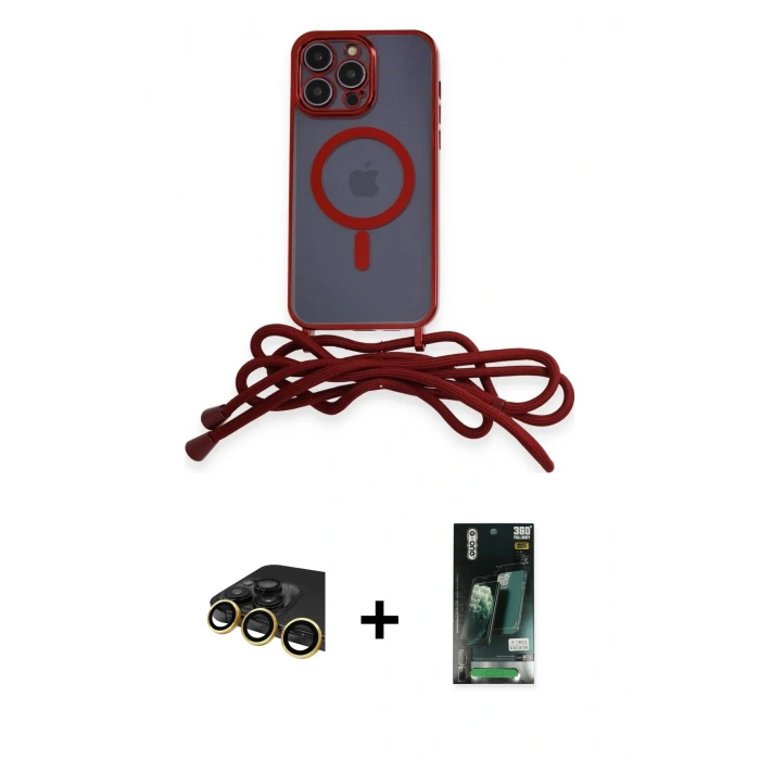 MARSİLYAN™- iPhone 13 Pro Max Kılıf Eksen Özel Seri - Şeffaf 360 Full Body Arka Koruyucu + Raze Metal Kamera Lens - GD