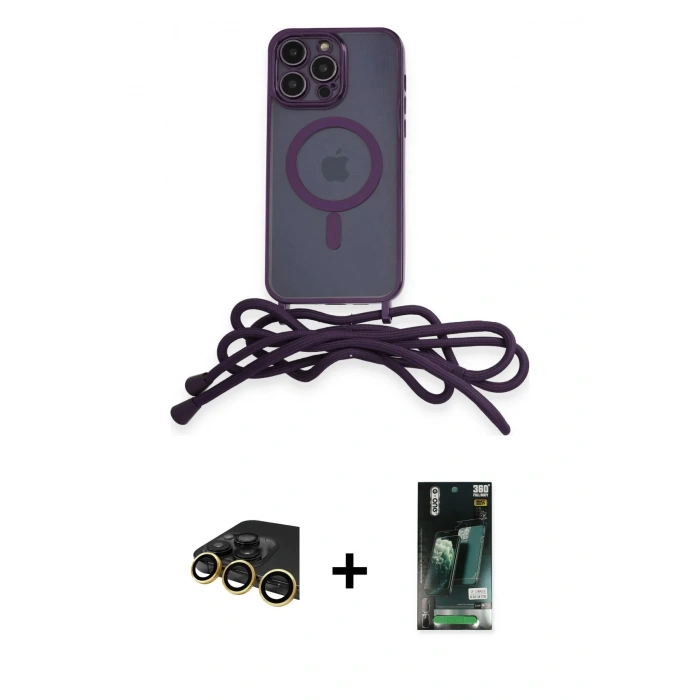 MARSİLYAN™- iPhone 13 Pro Max Kılıf Eksen Özel Seri - Şeffaf 360 Full Body Arka Koruyucu + Raze Metal Kamera Lens - GD