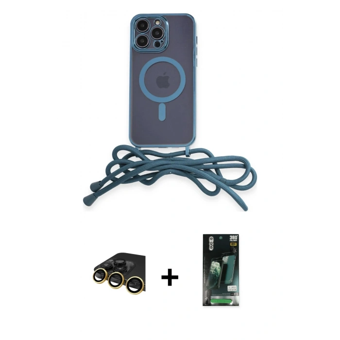 MARSİLYAN™- iPhone 13 Pro Max Kılıf Eksen Özel Seri - Şeffaf 360 Full Body Arka Koruyucu + Raze Metal Kamera Lens - GD