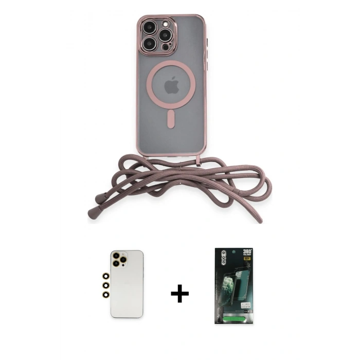 MARSİLYAN™- iPhone 13 Pro Max Kılıf Eksen Özel Seri - Şeffaf 360 Full Body Arka Koruyucu + Shine Kamera Lens - GD