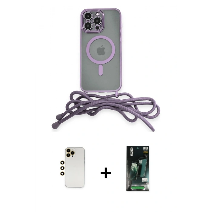 MARSİLYAN™- iPhone 13 Pro Max Kılıf Eksen Özel Seri - Şeffaf 360 Full Body Arka Koruyucu + Shine Kamera Lens - GD
