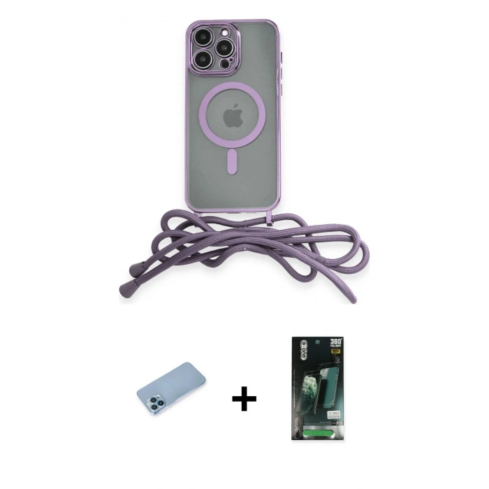 MARSİLYAN™- iPhone 13 Pro Max Kılıf Eksen Özel Seri - Şeffaf 360 Full Body Arka Koruyucu + Mavi Shine Kamera Lens Koruma Cam
