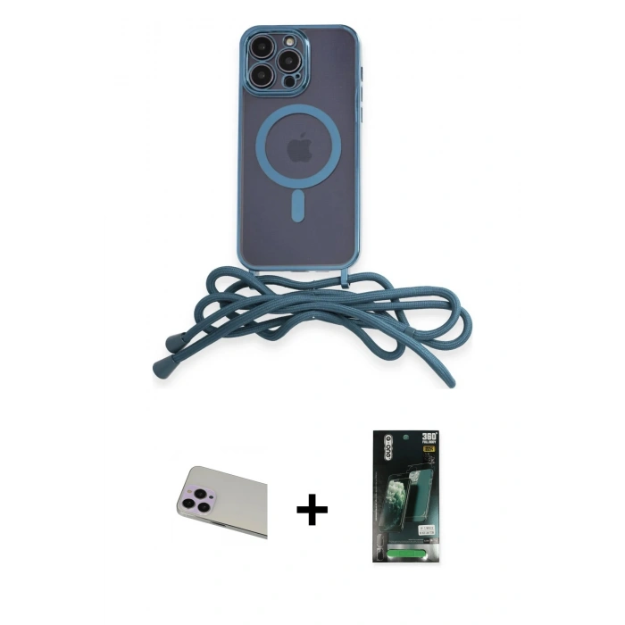 MARSİLYAN™- iPhone 13 Pro Max Kılıf Eksen Özel Seri - Şeffaf 360 Full Body Arka Koruyucu + Rainbow Kamera Lens Koruma Cam - MR