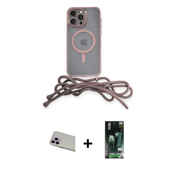 MARSİLYAN™- iPhone 13 Pro Max Kılıf Eksen Özel Seri - Şeffaf 360 Full Body Arka Koruyucu + Rainbow Kamera Lens Koruma Cam - MR