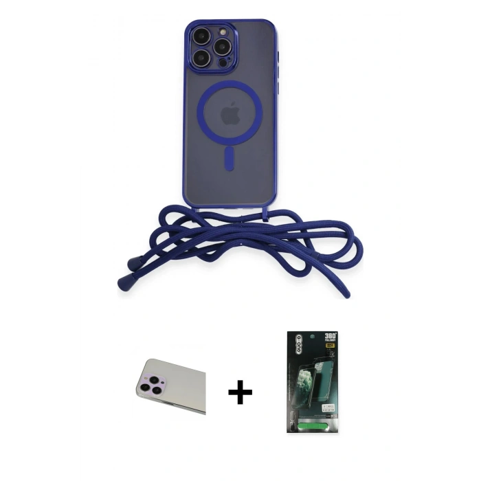 MARSİLYAN™- iPhone 13 Pro Max Kılıf Eksen Özel Seri - Şeffaf 360 Full Body Arka Koruyucu + Rainbow Kamera Lens Koruma Cam - MR