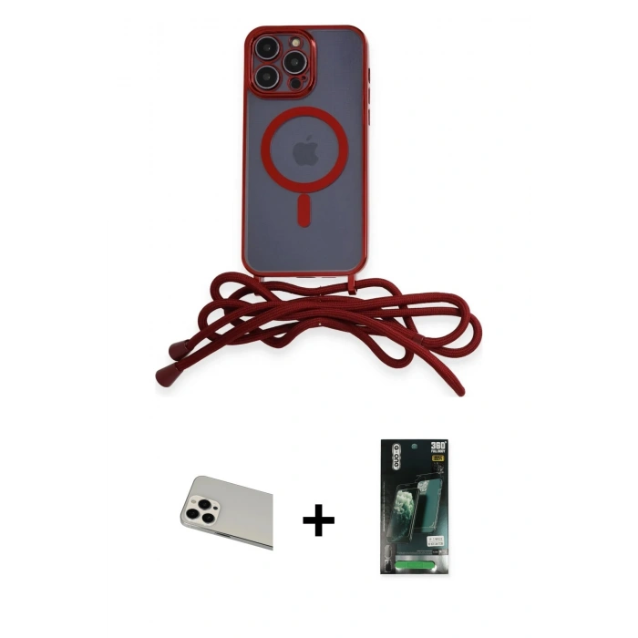 MARSİLYAN™- iPhone 13 Pro Max Kılıf Eksen Özel Seri - Şeffaf 360 Full Body Arka Koruyucu + Rainbow Kamera Lens Koruma Cam - BZ