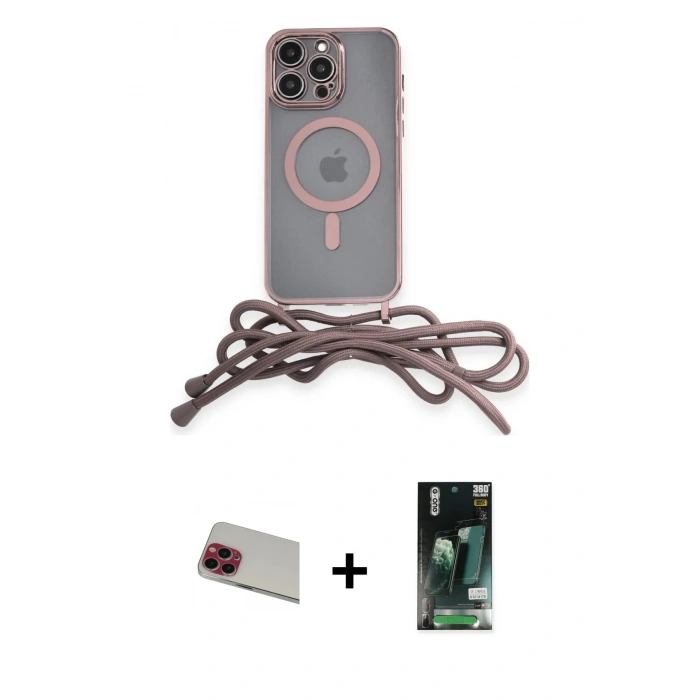 MARSİLYAN™- iPhone 13 Pro Max Kılıf Eksen Özel Seri - Şeffaf 360 Full Body Arka Koruyucu + Rainbow Kamera Lens Koruma Cam - KI