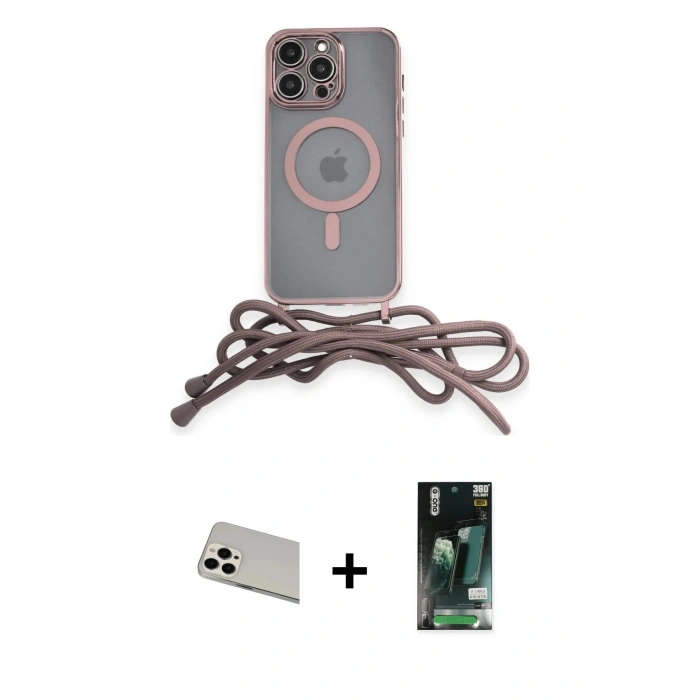 MARSİLYAN™- iPhone 13 Pro Max Kılıf Eksen Özel Seri - Şeffaf 360 Full Body Arka Koruyucu + Rainbow Kamera Lens Koruma Cam - BZ