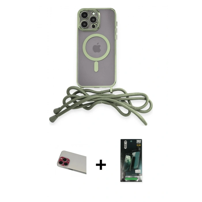 MARSİLYAN™- iPhone 13 Pro Max Kılıf Eksen Özel Seri - Şeffaf 360 Full Body Arka Koruyucu + Rainbow Kamera Lens Koruma Cam - KI