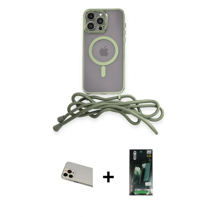 MARSİLYAN™- iPhone 13 Pro Max Kılıf Eksen Özel Seri - Şeffaf 360 Full Body Arka Koruyucu + Rainbow Kamera Lens Koruma Cam - REGD