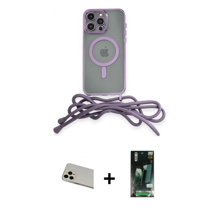 MARSİLYAN™- iPhone 13 Pro Max Kılıf Eksen Özel Seri - Şeffaf 360 Full Body Arka Koruyucu + Rainbow Kamera Lens Koruma Cam - REGD