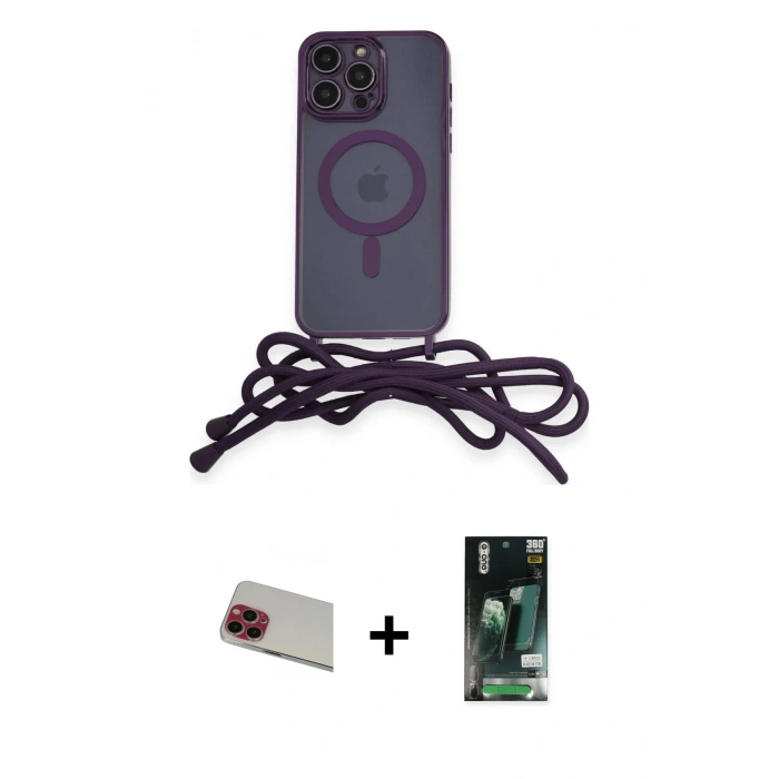 MARSİLYAN™- iPhone 13 Pro Max Kılıf Eksen Özel Seri - Şeffaf 360 Full Body Arka Koruyucu + Rainbow Kamera Lens Koruma Cam - KI