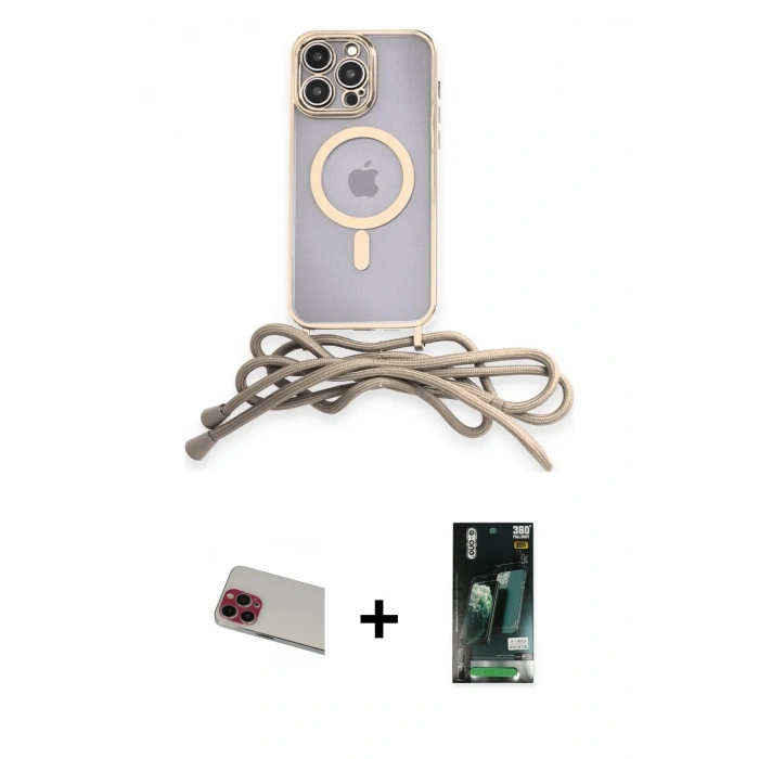 MARSİLYAN™- iPhone 13 Pro Max Kılıf Eksen Özel Seri - Şeffaf 360 Full Body Arka Koruyucu + Rainbow Kamera Lens Koruma Cam - KI