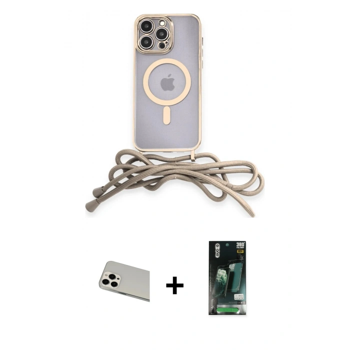 MARSİLYAN™- iPhone 13 Pro Max Kılıf Eksen Özel Seri - Şeffaf 360 Full Body Arka Koruyucu + Rainbow Kamera Lens Koruma Cam - BZ