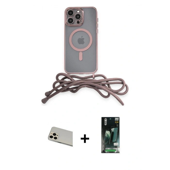 MARSİLYAN™- iPhone 13 Pro Max Kılıf Eksen Özel Seri - Şeffaf 360 Full Body Arka Koruyucu + Rainbow Kamera Lens Koruma Cam - REGD