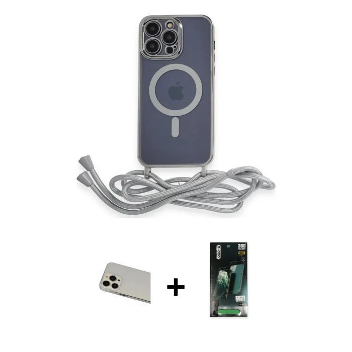 MARSİLYAN™- iPhone 13 Pro Max Kılıf Eksen Özel Seri - Şeffaf 360 Full Body Arka Koruyucu + Rainbow Kamera Lens Koruma Cam - REGD